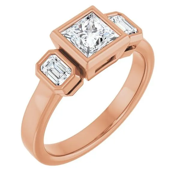 Bezel-Set Three-Stone Engagement Ring The Jewelry Source El Segundo, CA