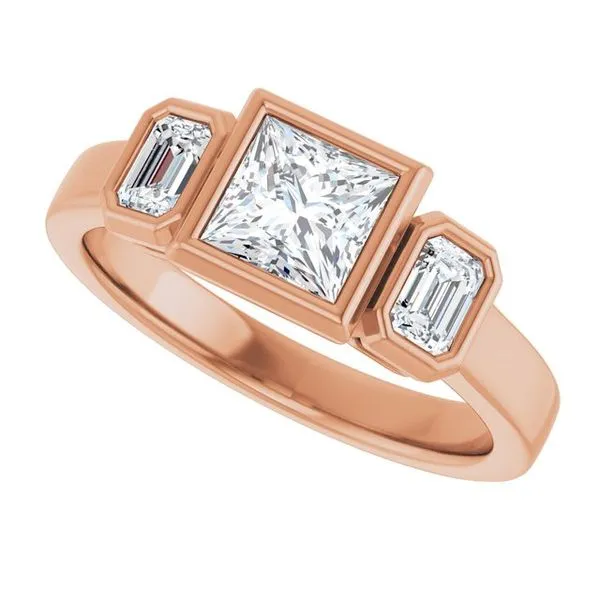 Bezel-Set Three-Stone Engagement Ring Image 5 J. Thomas Jewelers Rochester Hills, MI