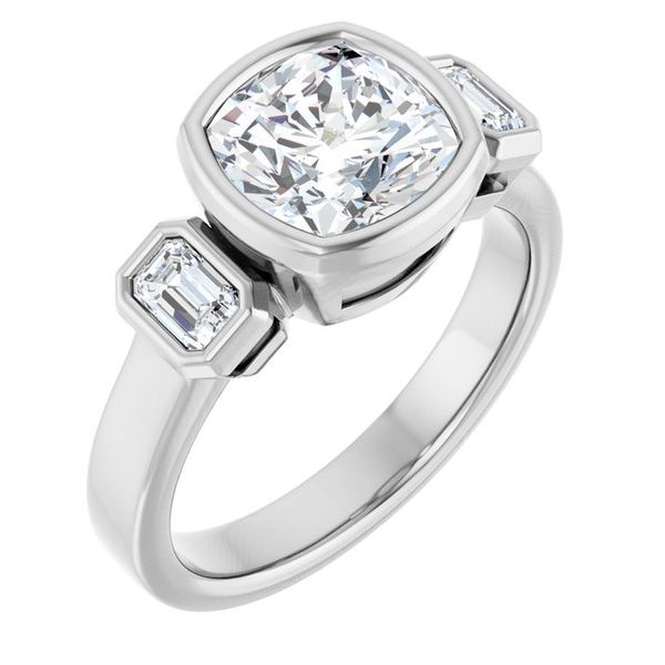 Bezel-Set Three-Stone Engagement Ring