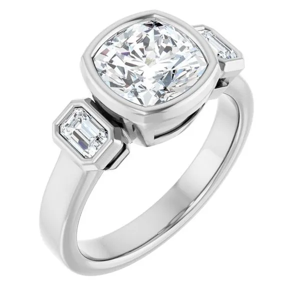 Bezel-Set Three-Stone Engagement Ring J. West Jewelers Round Rock, TX
