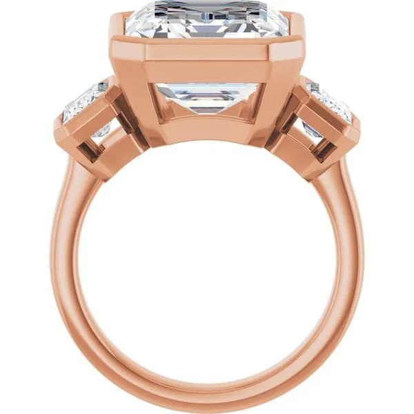 Bezel-Set Three-Stone Engagement Ring Image 2 J. West Jewelers Round Rock, TX