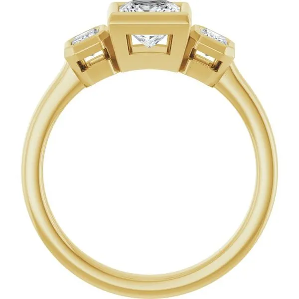 Bezel-Set Three-Stone Engagement Ring Image 2 Stuart Benjamin & Co. Jewelry Designs San Diego, CA