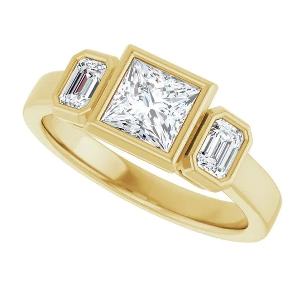 Bezel-Set Three-Stone Engagement Ring Image 5 Don's Jewelry & Design Washington, IA