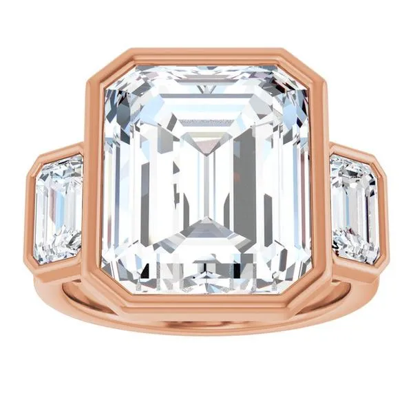 Bezel-Set Three-Stone Engagement Ring Image 3 Hudson Valley Goldsmith New Paltz, NY