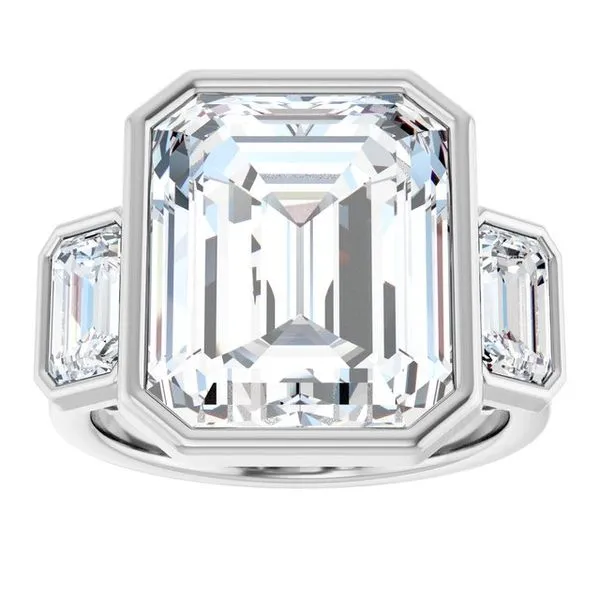 Bezel-Set Three-Stone Engagement Ring Image 3 Futer Bros Jewelers York, PA