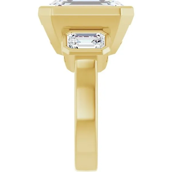 Bezel-Set Three-Stone Engagement Ring Image 4 Stuart Benjamin & Co. Jewelry Designs San Diego, CA
