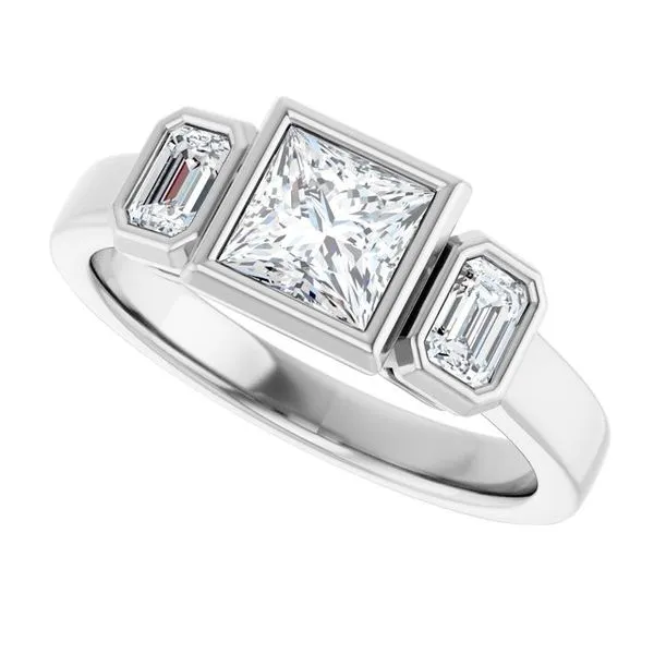 Bezel-Set Three-Stone Engagement Ring Image 5 Futer Bros Jewelers York, PA