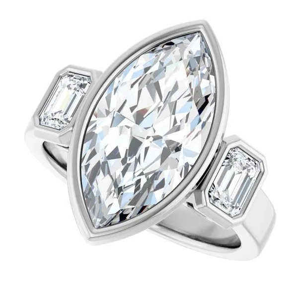 Bezel-Set Three-Stone Engagement Ring Image 5 Northwood Jewelers Northwood, OH