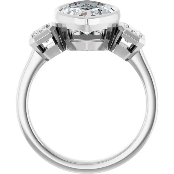 Bezel-Set Three-Stone Engagement Ring Image 2 Austin's Fine Diamonds & Jewelry Lyndhurst, NJ