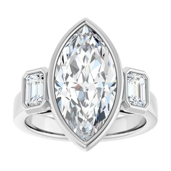 Bezel-Set Three-Stone Engagement Ring Image 3 Austin's Fine Diamonds & Jewelry Lyndhurst, NJ
