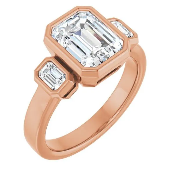 Bezel-Set Three-Stone Engagement Ring Stuart Benjamin & Co. Jewelry Designs San Diego, CA