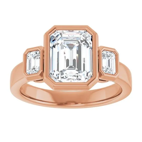 Bezel-Set Three-Stone Engagement Ring Image 3 Stuart Benjamin & Co. Jewelry Designs San Diego, CA