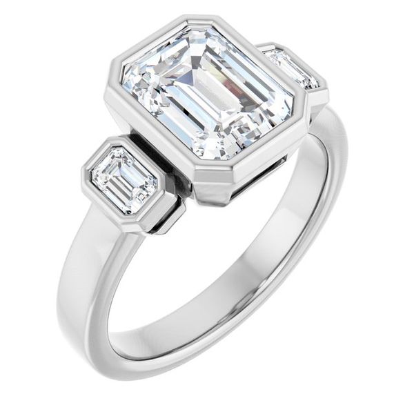 Bezel-Set Three-Stone Engagement Ring