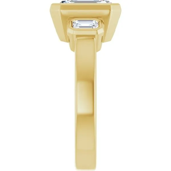 Bezel-Set Three-Stone Engagement Ring Image 4 The Jewelry Source El Segundo, CA