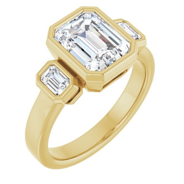 Bezel-Set Three-Stone Engagement Ring