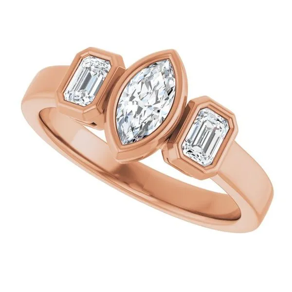 Bezel-Set Three-Stone Engagement Ring Image 5 Witt's Jewelry Wayne, NE