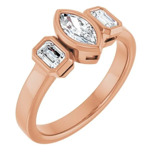 Bezel-Set Three-Stone Engagement Ring Futer Bros Jewelers York, PA