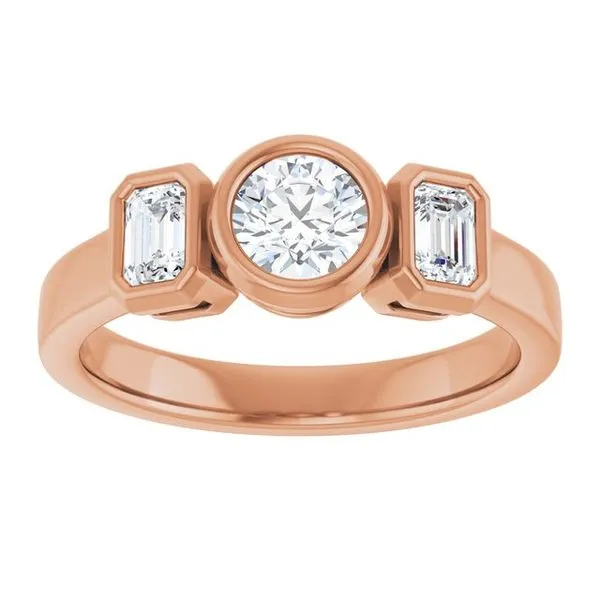 Bezel-Set Three-Stone Engagement Ring Image 3 Hudson Valley Goldsmith New Paltz, NY
