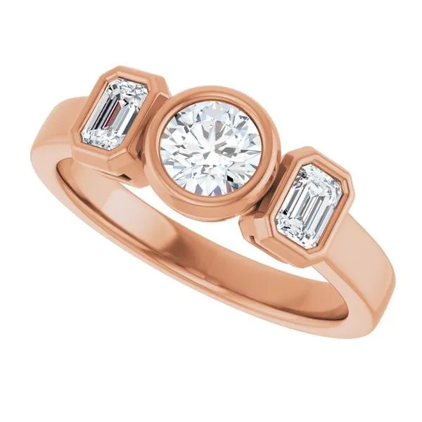 Bezel-Set Three-Stone Engagement Ring Image 5 Don's Jewelry & Design Washington, IA