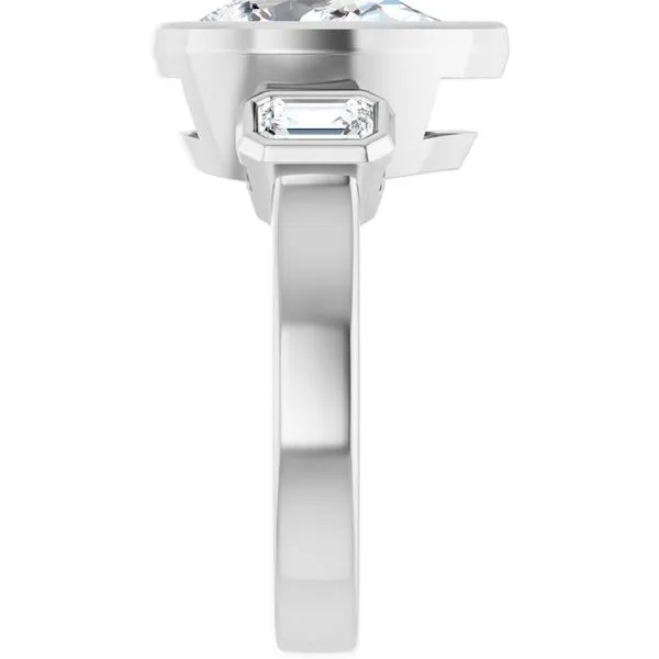 Bezel-Set Three-Stone Engagement Ring Image 4 Austin's Fine Diamonds & Jewelry Lyndhurst, NJ