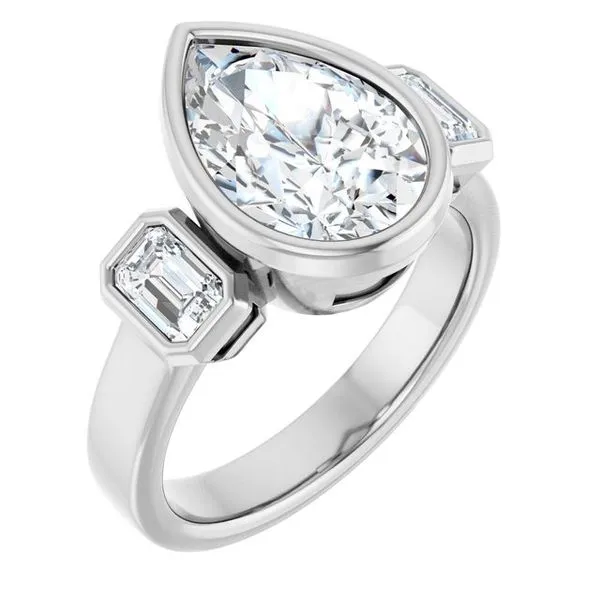 Bezel-Set Three-Stone Engagement Ring J. Thomas Jewelers Rochester Hills, MI