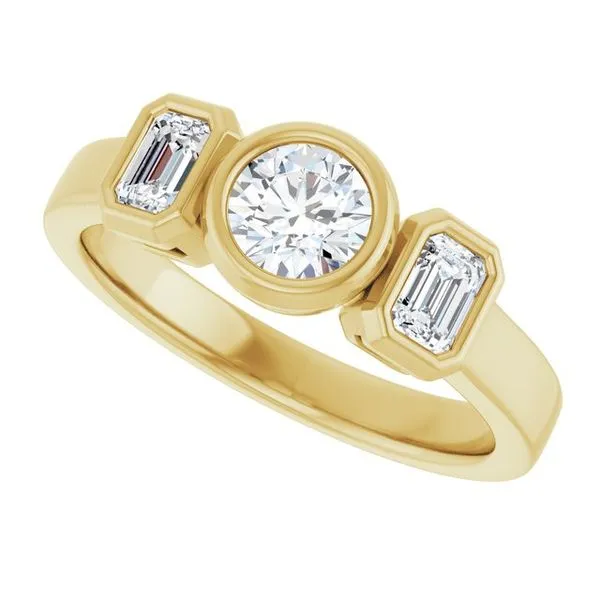 Bezel-Set Three-Stone Engagement Ring Image 5 Arezzo Jewelers Elmwood Park, IL