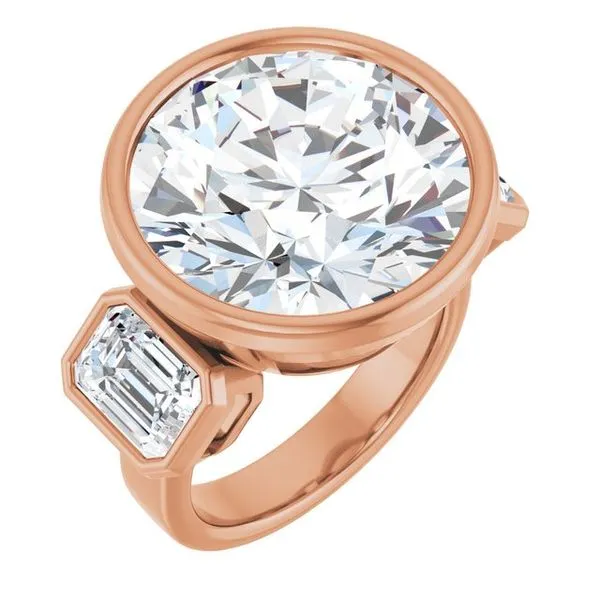 Bezel-Set Three-Stone Engagement Ring Stuart Benjamin & Co. Jewelry Designs San Diego, CA