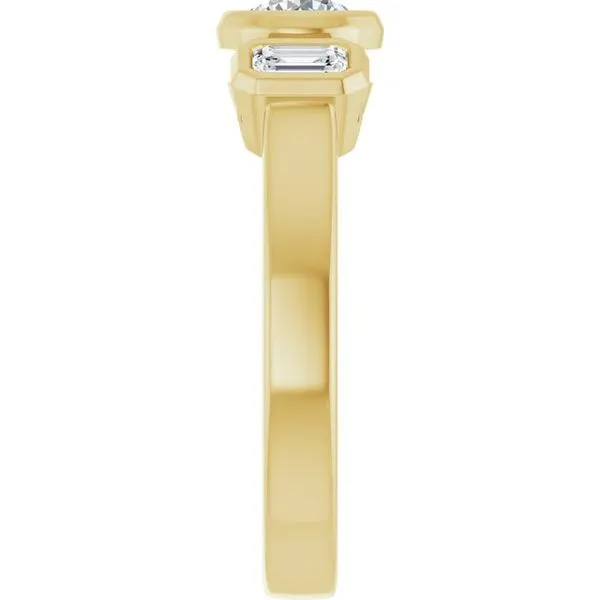 Bezel-Set Three-Stone Engagement Ring Image 4 J. West Jewelers Round Rock, TX