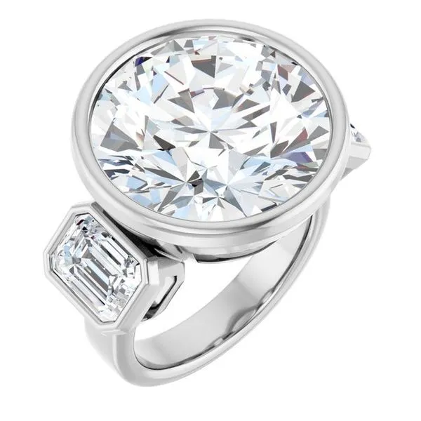 Bezel-Set Three-Stone Engagement Ring Clater Jewelers Louisville, KY