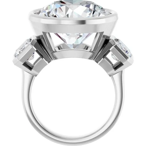 Bezel-Set Three-Stone Engagement Ring Image 2 Ocean View Jewelers Millville, DE