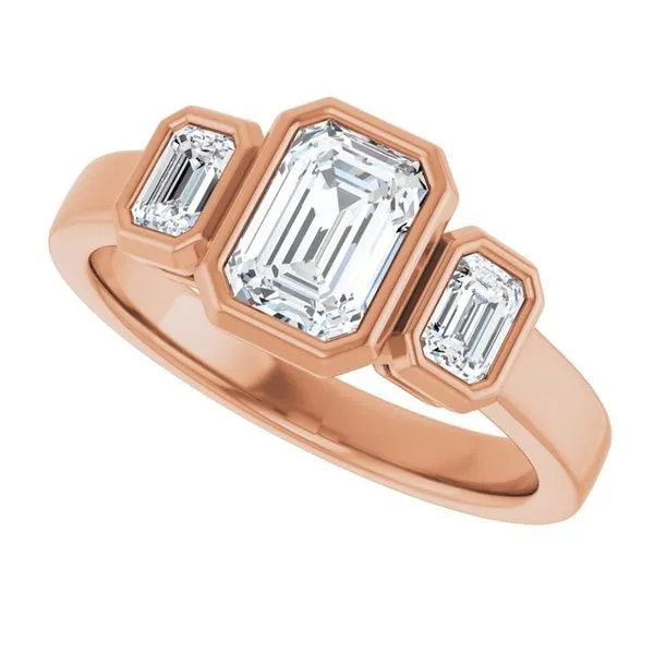 Bezel-Set Three-Stone Engagement Ring Image 5 Futer Bros Jewelers York, PA