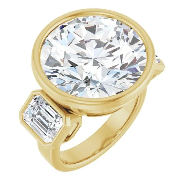 Bezel-Set Three-Stone Engagement Ring JF Jones Jewelers Rochester, NY