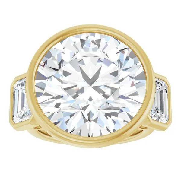 Bezel-Set Three-Stone Engagement Ring Image 3 Hudson Valley Goldsmith New Paltz, NY