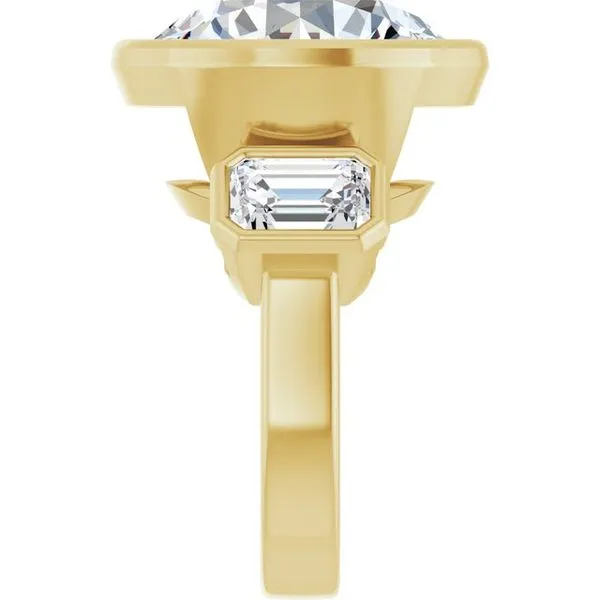 Bezel-Set Three-Stone Engagement Ring Image 4 Morin Jewelers Southbridge, MA