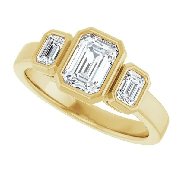 Bezel-Set Three-Stone Engagement Ring Image 5 Stuart Benjamin & Co. Jewelry Designs San Diego, CA