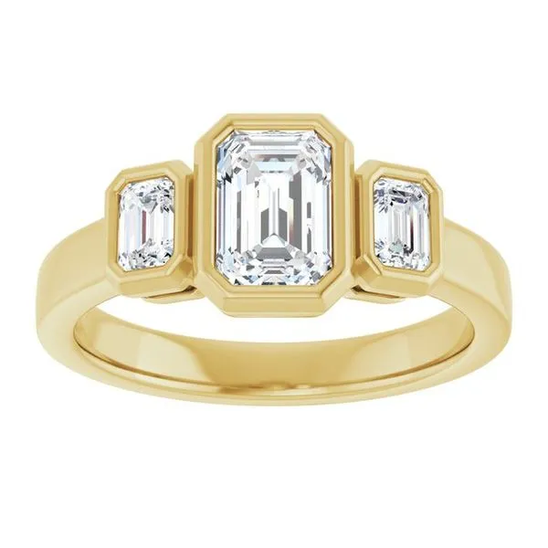 Bezel-Set Three-Stone Engagement Ring Image 3 J. West Jewelers Round Rock, TX