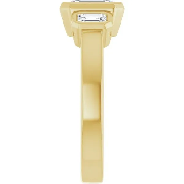 Bezel-Set Three-Stone Engagement Ring Image 4 J. West Jewelers Round Rock, TX