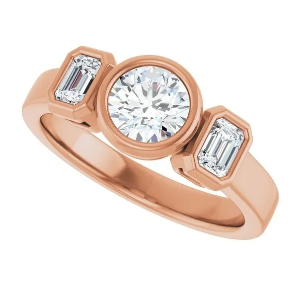 Bezel-Set Three-Stone Engagement Ring Image 5 Hudson Valley Goldsmith New Paltz, NY