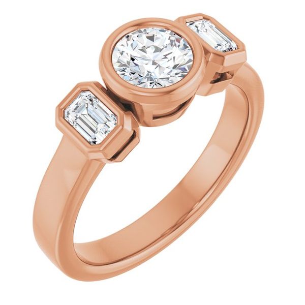 Bezel-Set Three-Stone Engagement Ring