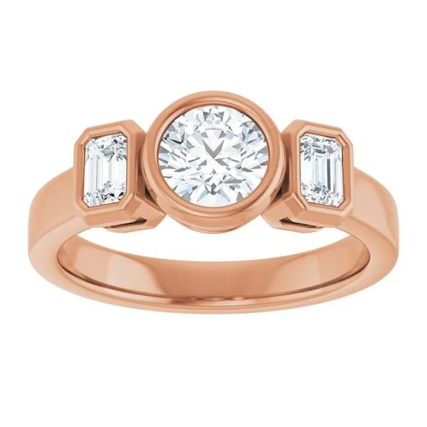 Bezel-Set Three-Stone Engagement Ring Image 3 J. West Jewelers Round Rock, TX