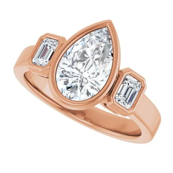 Bezel-Set Three-Stone Engagement Ring Image 5 Michael Szwed Jewelers Longmeadow, MA