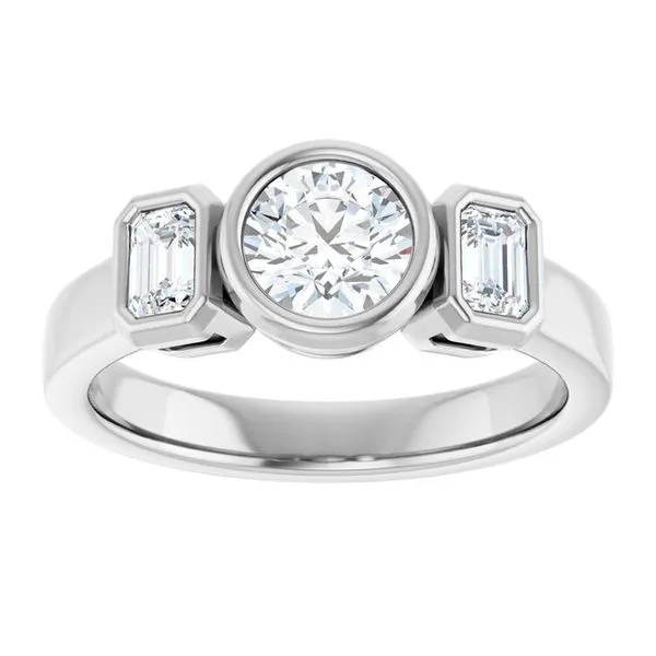 Bezel-Set Three-Stone Engagement Ring Image 3 Northwood Jewelers Northwood, OH