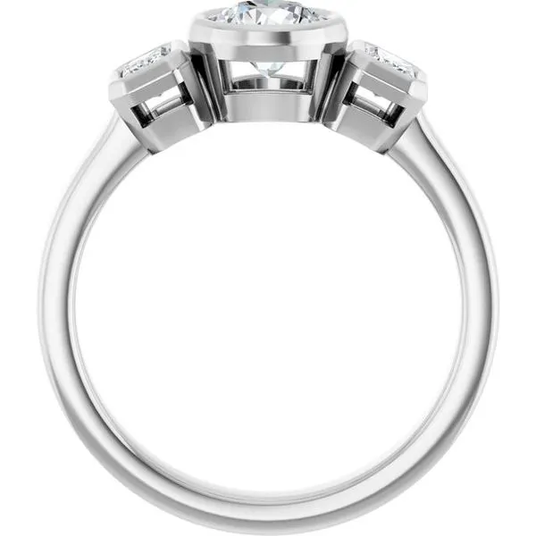 Bezel-Set Three-Stone Engagement Ring Image 2 JF Jones Jewelers Rochester, NY