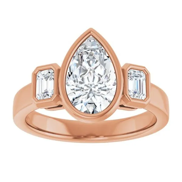 Bezel-Set Three-Stone Engagement Ring Image 3 Stuart Benjamin & Co. Jewelry Designs San Diego, CA