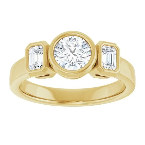 Bezel-Set Three-Stone Engagement Ring Image 3 J. Thomas Jewelers Rochester Hills, MI