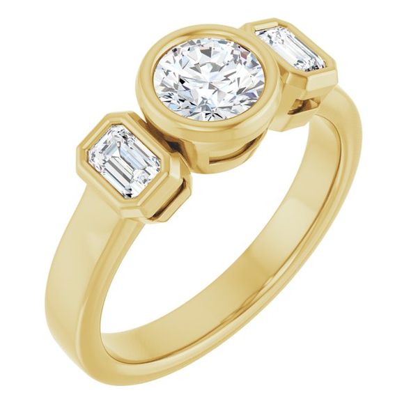 Bezel-Set Three-Stone Engagement Ring