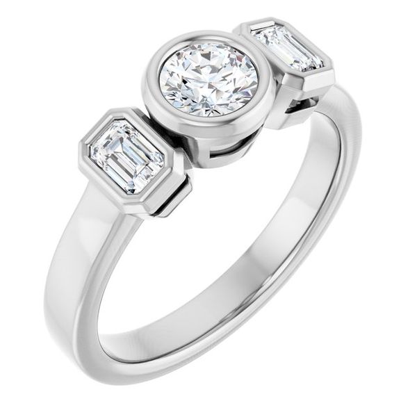 Bezel-Set Three-Stone Engagement Ring