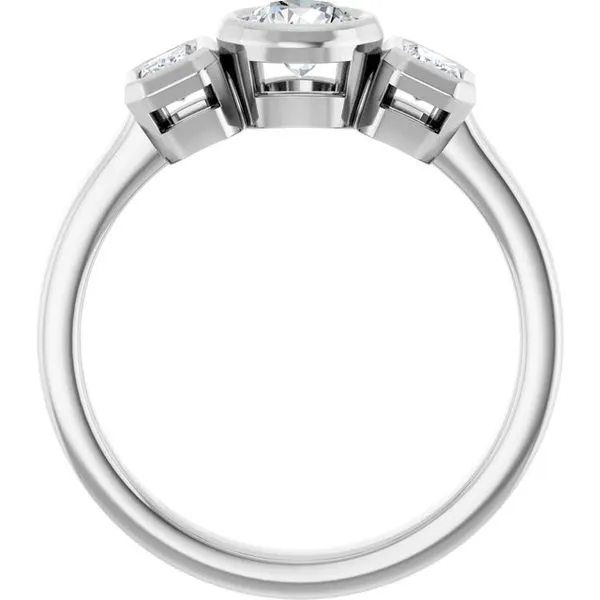 Bezel-Set Three-Stone Engagement Ring Image 2 J. Thomas Jewelers Rochester Hills, MI