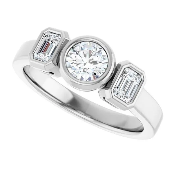 Bezel-Set Three-Stone Engagement Ring Image 5 Hudson Valley Goldsmith New Paltz, NY