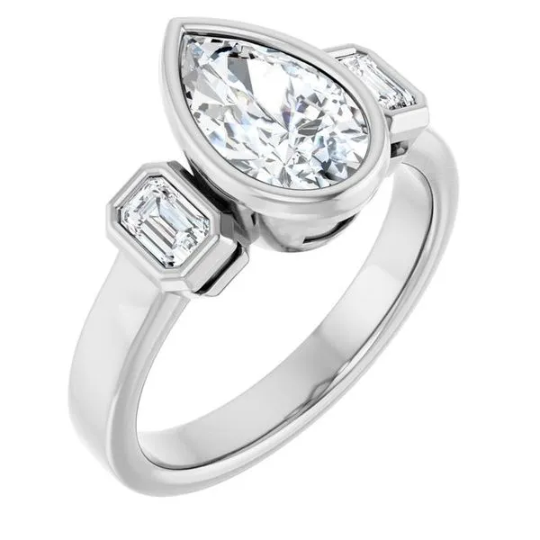 Bezel-Set Three-Stone Engagement Ring JF Jones Jewelers Rochester, NY
